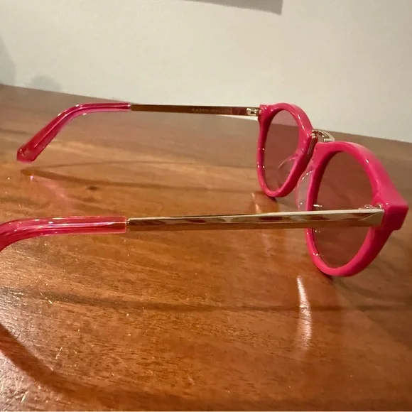 ICONIC NWOT Karen Walker Hot Pink Sunglasses with gold accents and case - Picture 4 of 13